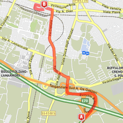 Percorso dal casello Autostradale (Brescia centro)